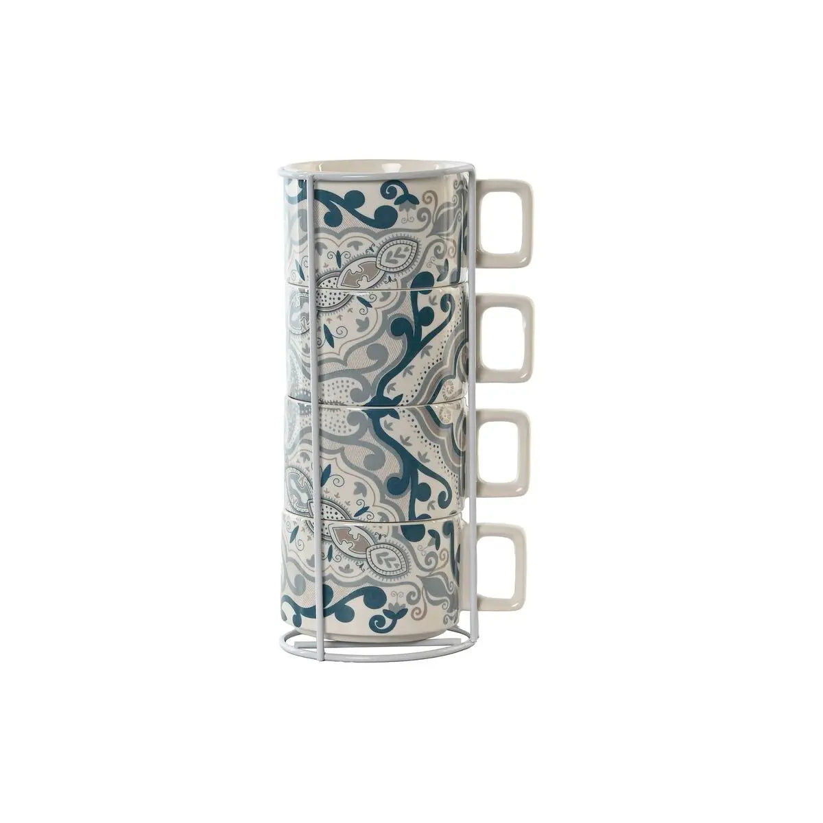 Ensemble de tasses à café Home ESPRIT Beige Gris Rose Lila Métal Bambou Dolomite 260 ml Mamm
