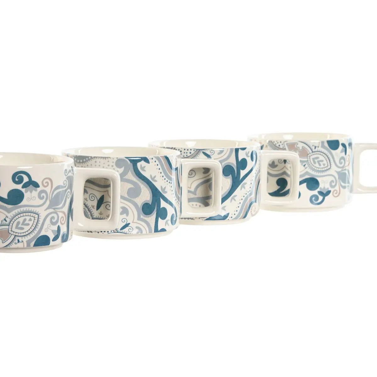 Ensemble de tasses à café Home ESPRIT Beige Gris Rose Lila Métal Bambou Dolomite 260 ml Mamm