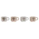 Ensemble de tasses à café Home ESPRIT Blanc Beige Métal Grès 150 ml Mamm