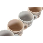 Ensemble de tasses à café Home ESPRIT Blanc Beige Métal Grès 150 ml Mamm