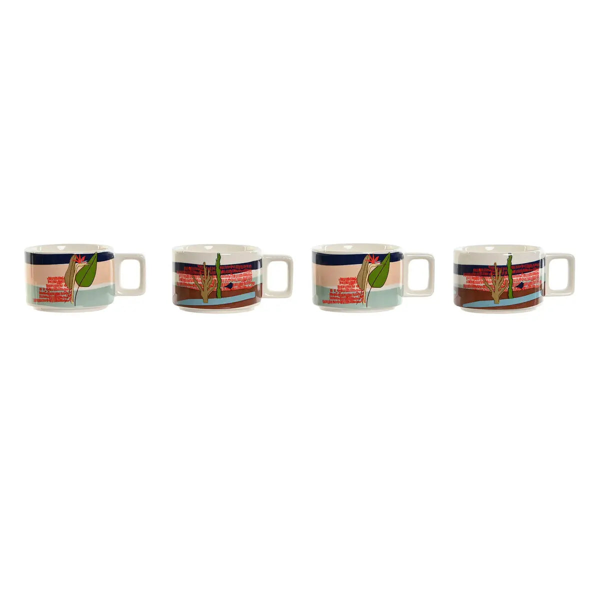 Ensemble de tasses à café Home ESPRIT Bleu Vert Rose Lila Métal Bambou Dolomite 260 ml Mamm