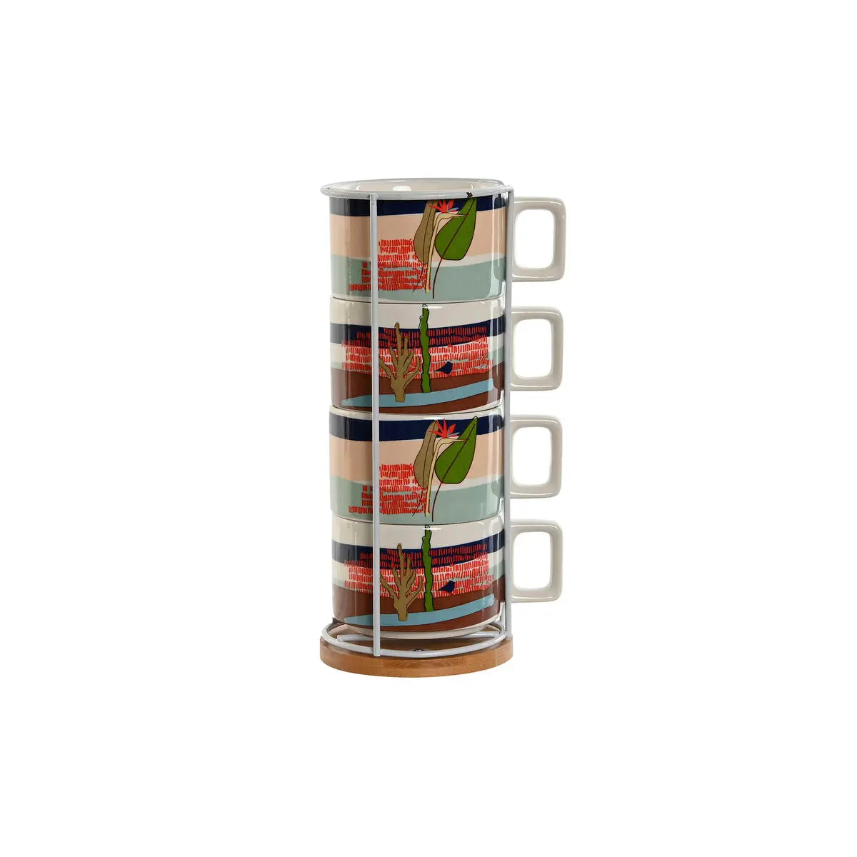 Ensemble de tasses à café Home ESPRIT Bleu Vert Rose Lila Métal Bambou Dolomite 260 ml Mamm