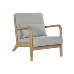 Fauteuil DKD Home Decor Gris Polyester Lin Bois d'hévéa (65 x 83 x 74 cm) Bigbuy