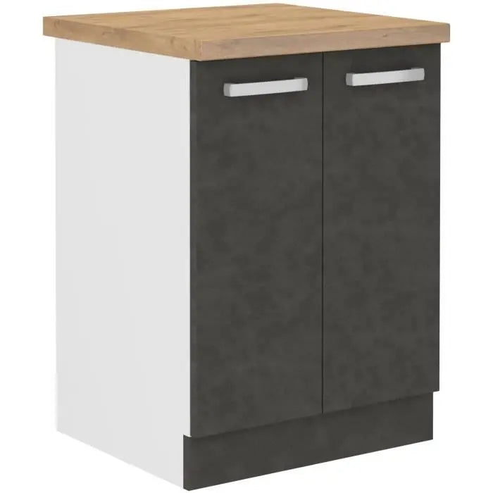 Meuble bas 2 portes battantes - Gris mat - L 60 x P 51,6 x H 85 cm - LASSEN Mamm