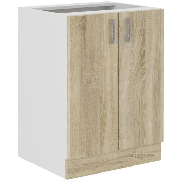 Meuble bas SARA - 2 portes - Décor chene sonoma - L60xP48xH82 cm - Plan de travail non inclus - Fabriqué en Pologne Mamm