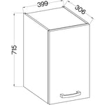 Meuble haut 1 porte battante - Gris mat - L 40 x P 31,6 x 72 cm - LASSEN Mamm