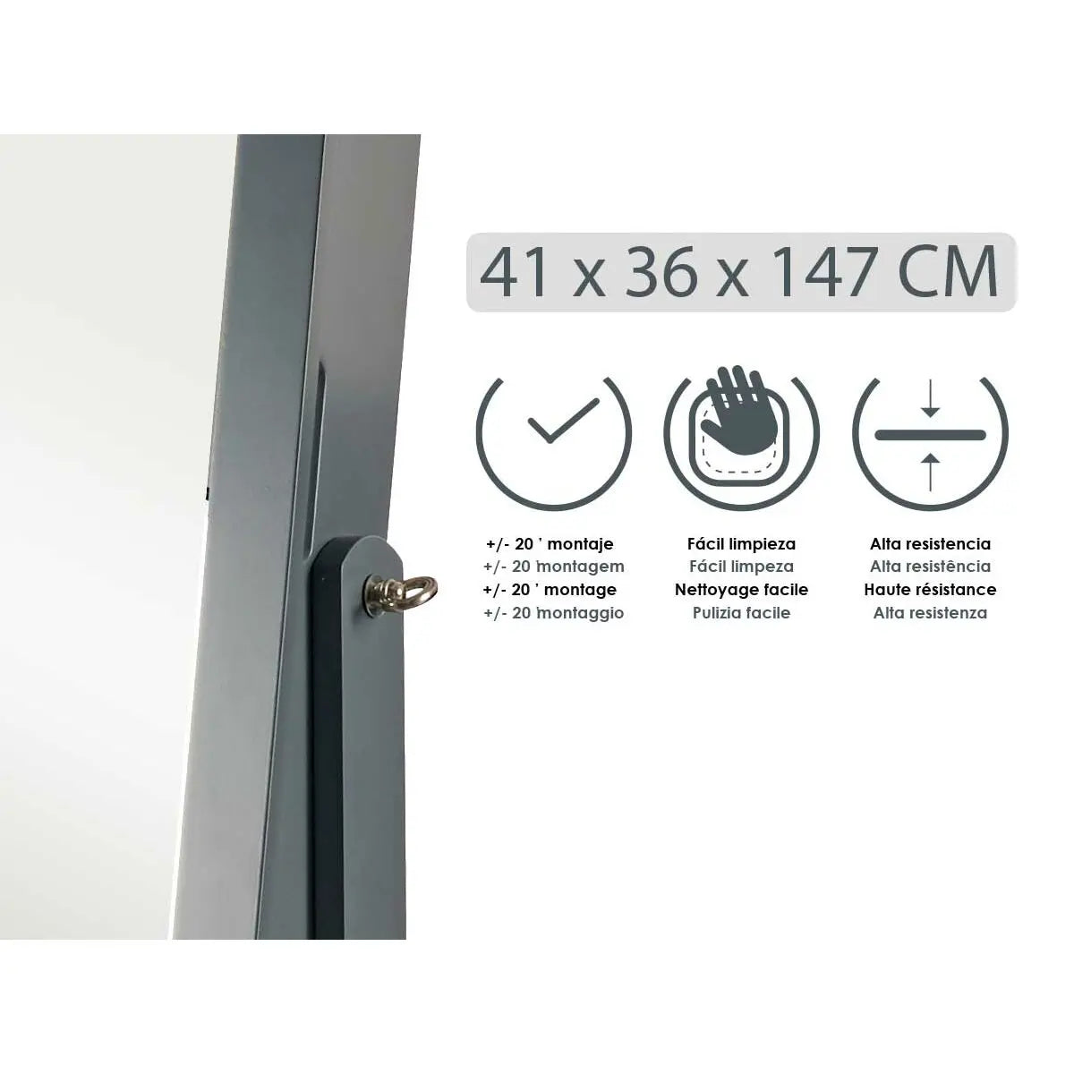 Miroir Porte-bijoux Gris Bois MDF (36 x 140 x 36,5 cm) Mamm