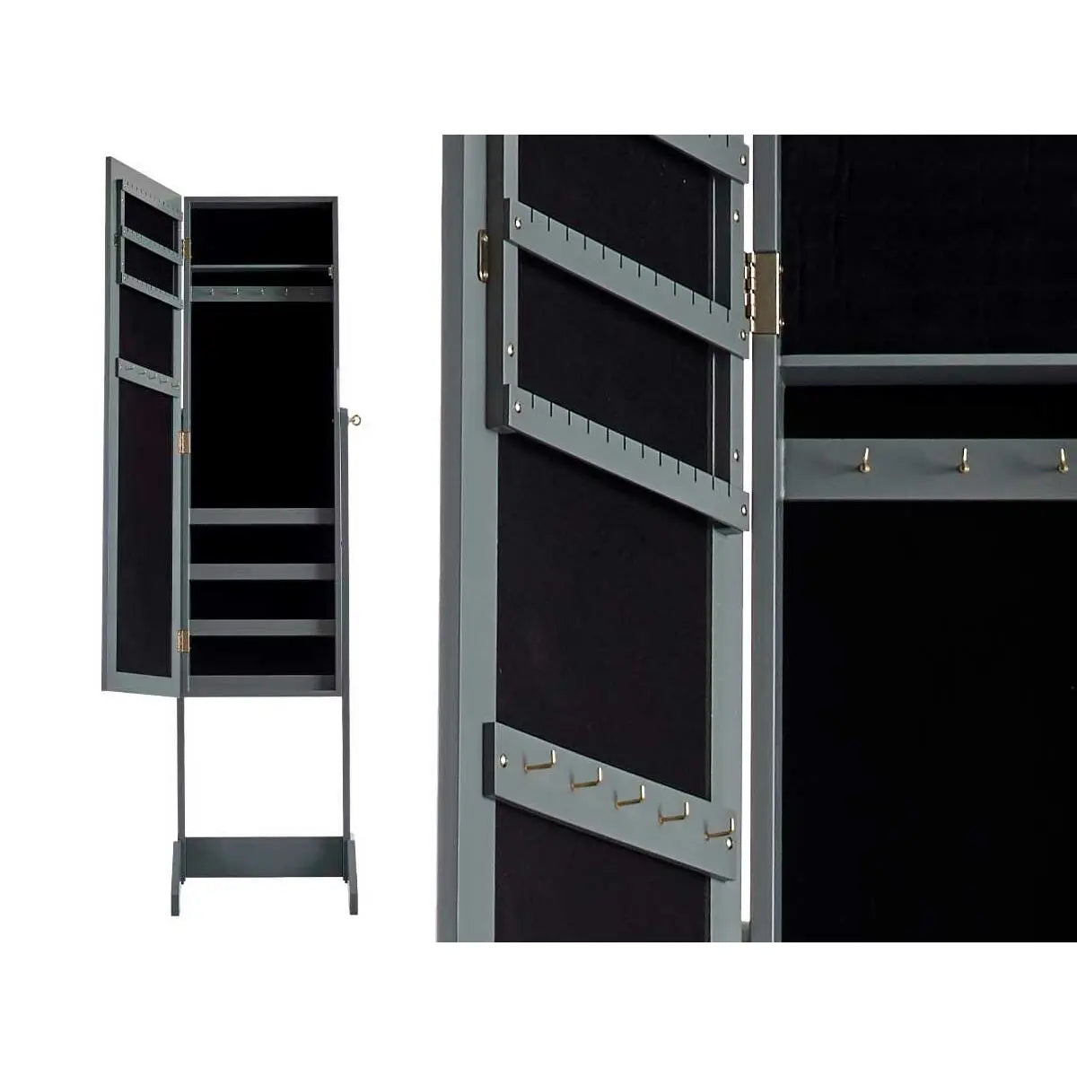 Miroir Porte-bijoux Gris Bois MDF (36 x 140 x 36,5 cm) Mamm