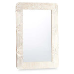 Miroir mural Blanc Marron Bois de manguier Courbe 90 x 60 x 2 cm Mamm