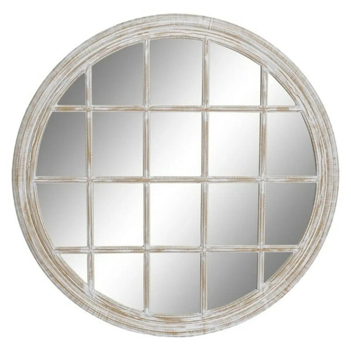 Miroir mural DKD Home Decor Verre Blanc Fer Bois MDF Décapé (90 x 2 x 90 cm) Mamm