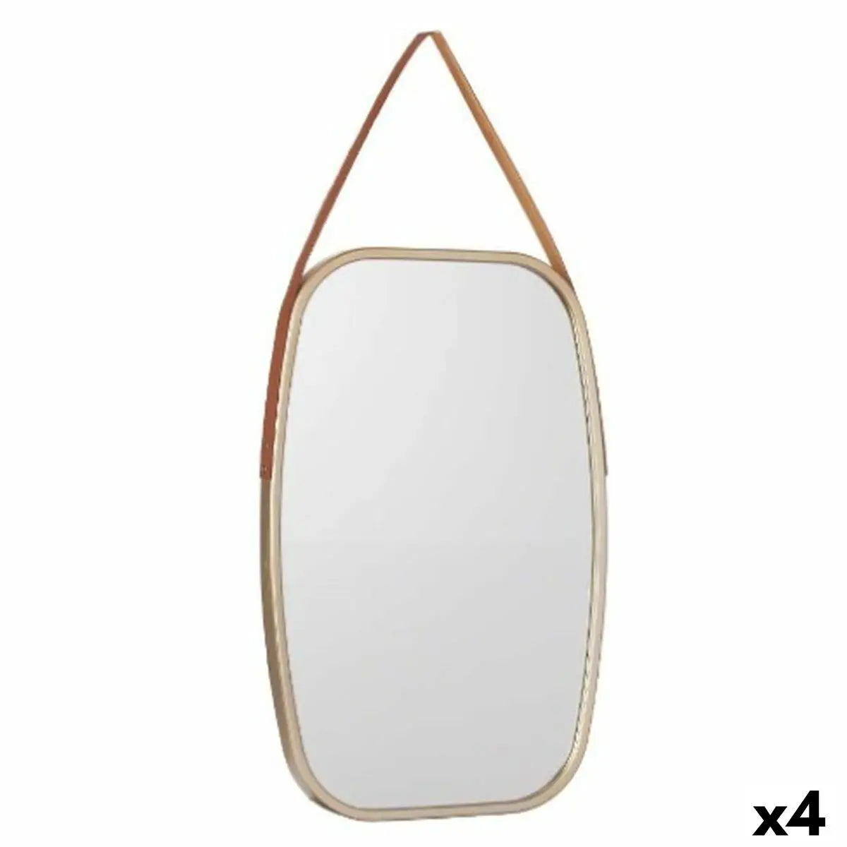 Miroir mural Marron champagne Verre Cuir Synthétique 43 x 65 x 3 cm (4 Unités) Mamm