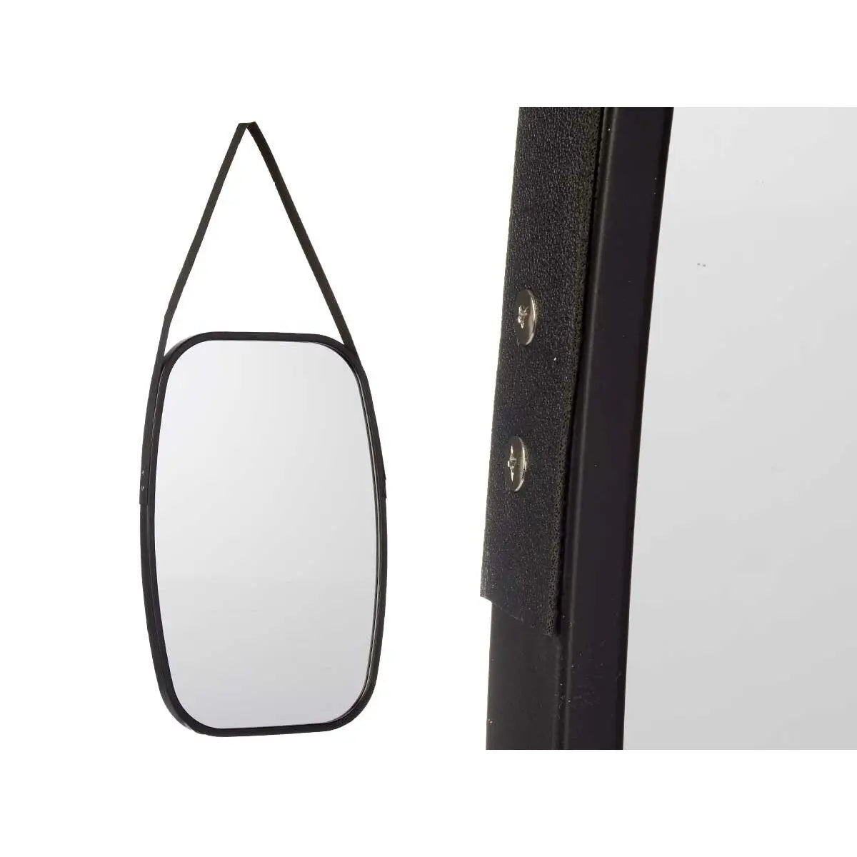 Miroir mural Noir Verre Cuir Synthétique 43 x 65 x 3 cm (4 Unités) Mamm