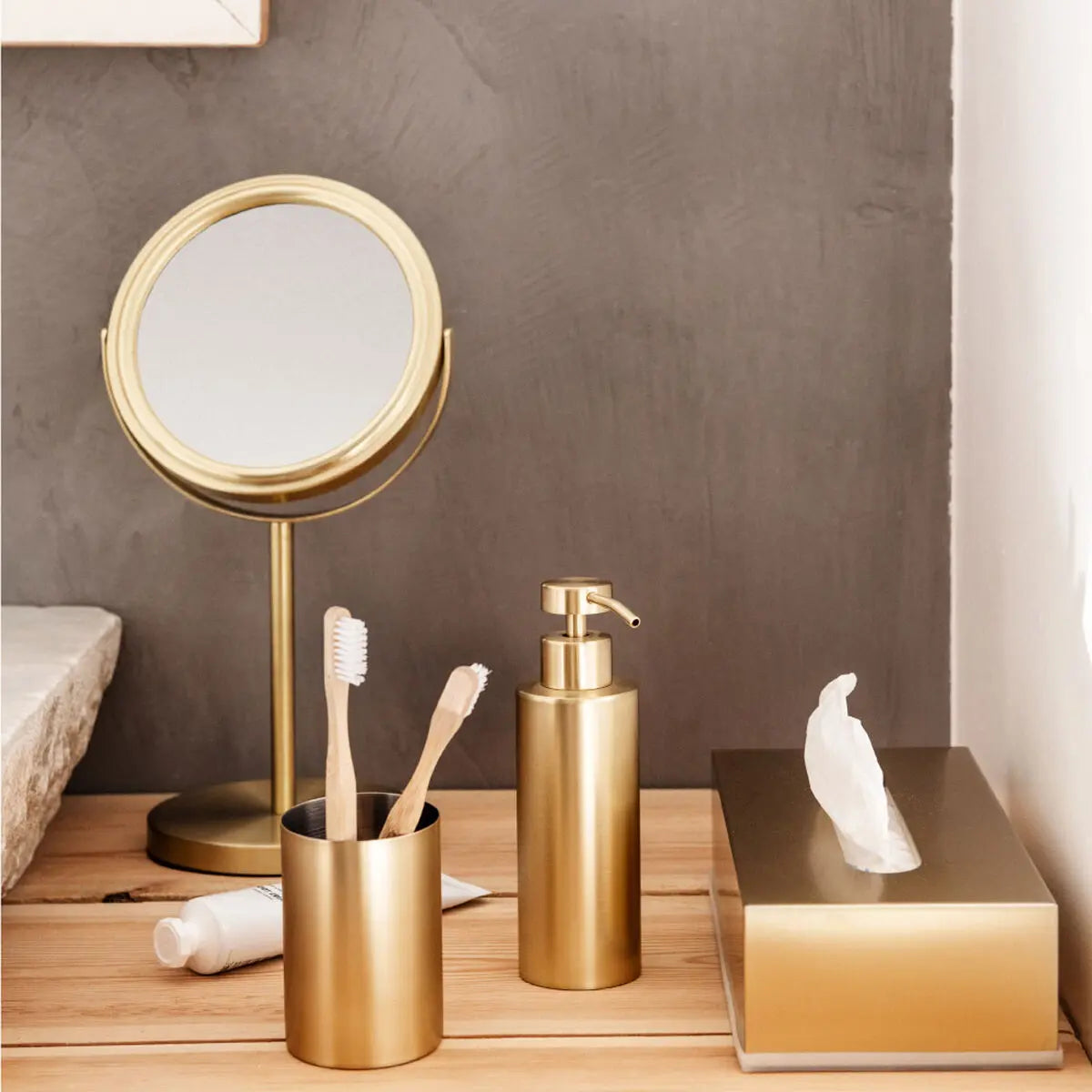 Miroir sur pied Andrea House Doré Métal Rond (5 Pièces) Mamm