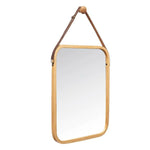 Miroir suspendu Naturel Cuir Bambou Rectangulaire 34 x 41,5 x 1,5 cm (6 Unités) Mamm
