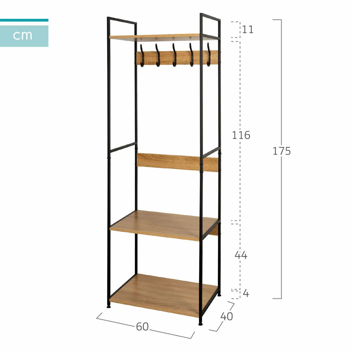 Porte-manteaux avec étagères Max Home Acier Mélamine Contre-plaqué Minimaliste 60 x 175 x 40 cm Bigbuy