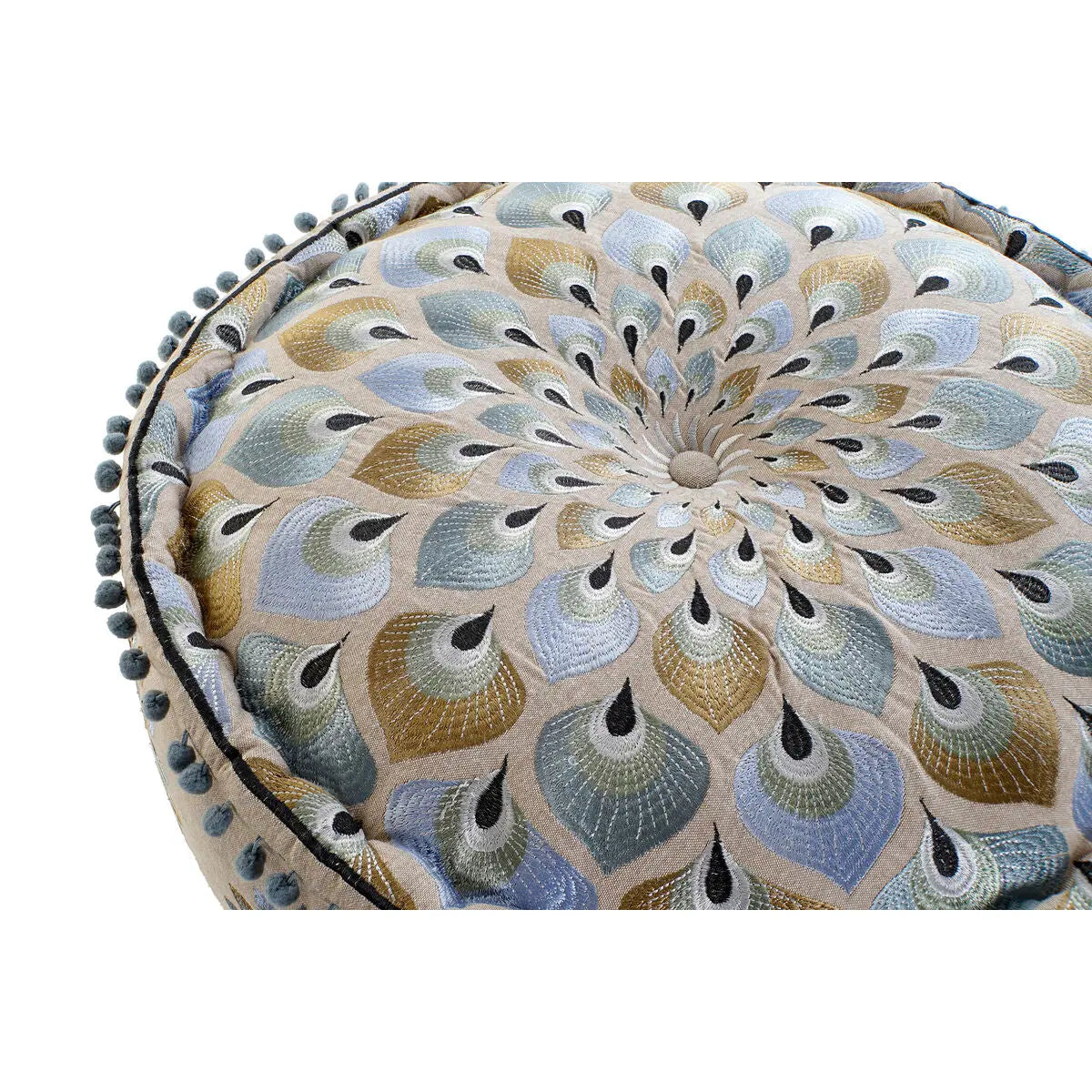 Pouf DKD Home Decor Bleu Beige Bigbuy