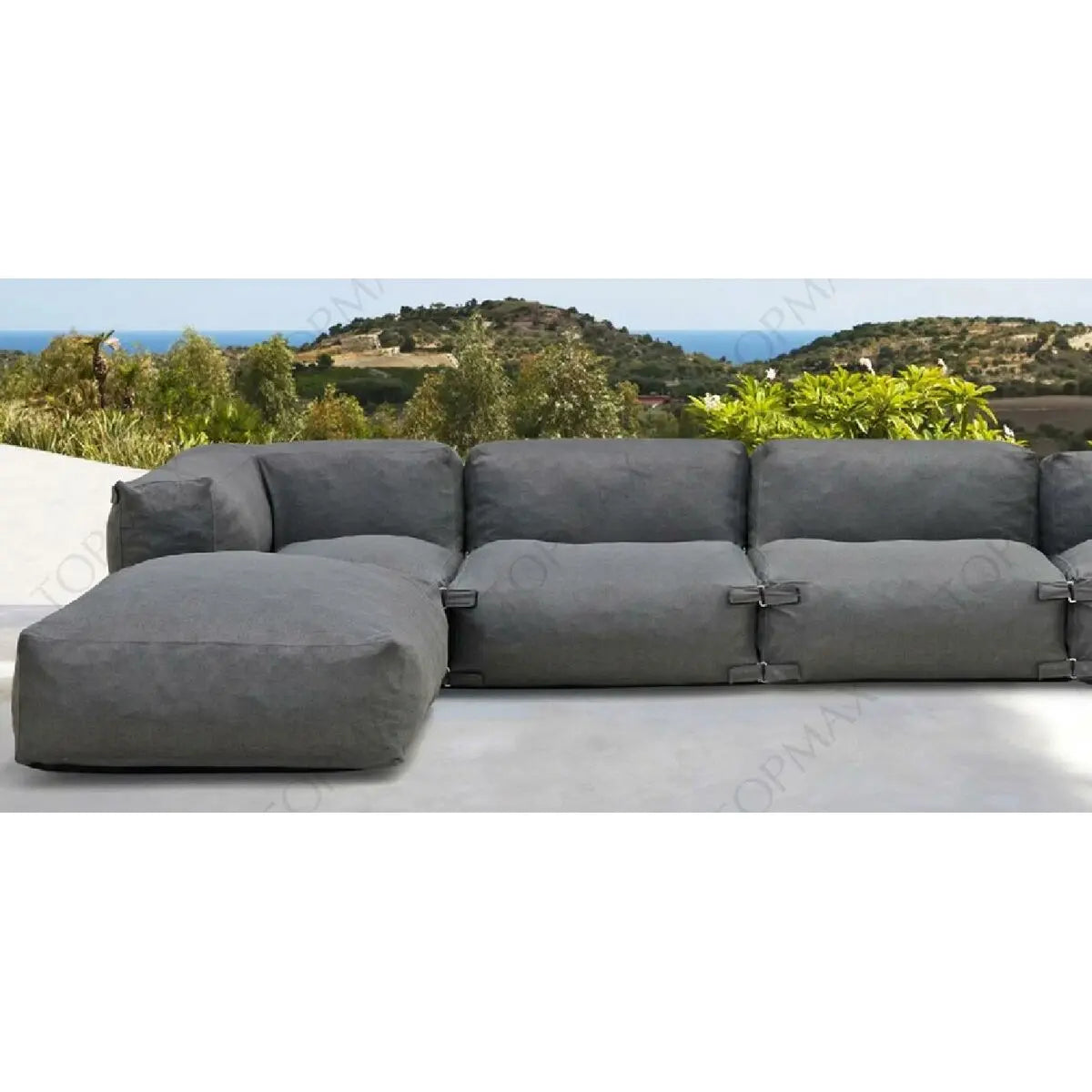 Pouf Home ESPRIT Gris 87 x 87 x 32 cm Bigbuy