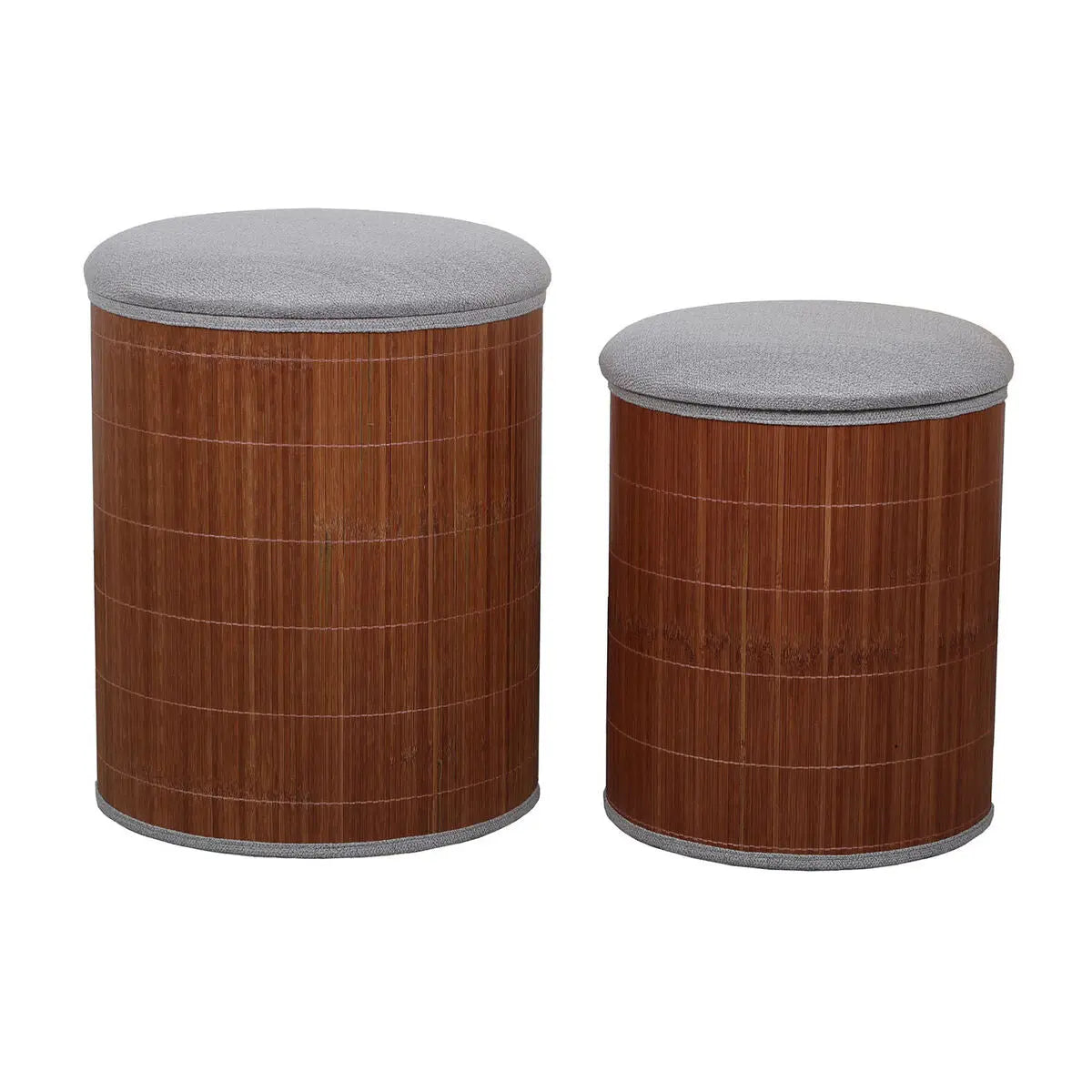Pouf Versa Gris Lin Bambou Bois MDF Mamm