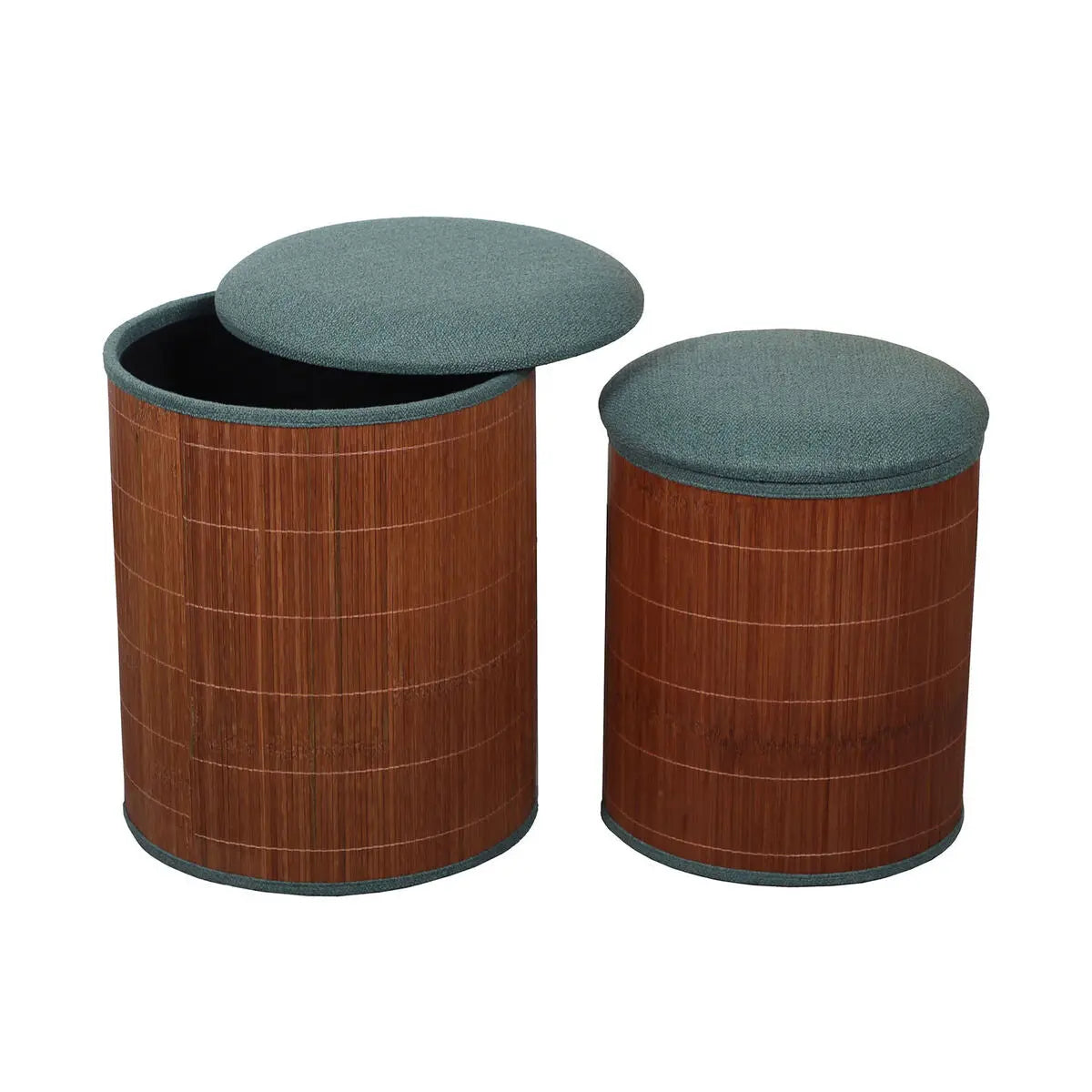 Pouf Versa Vert Lin Bambou Bois MDF Mamm