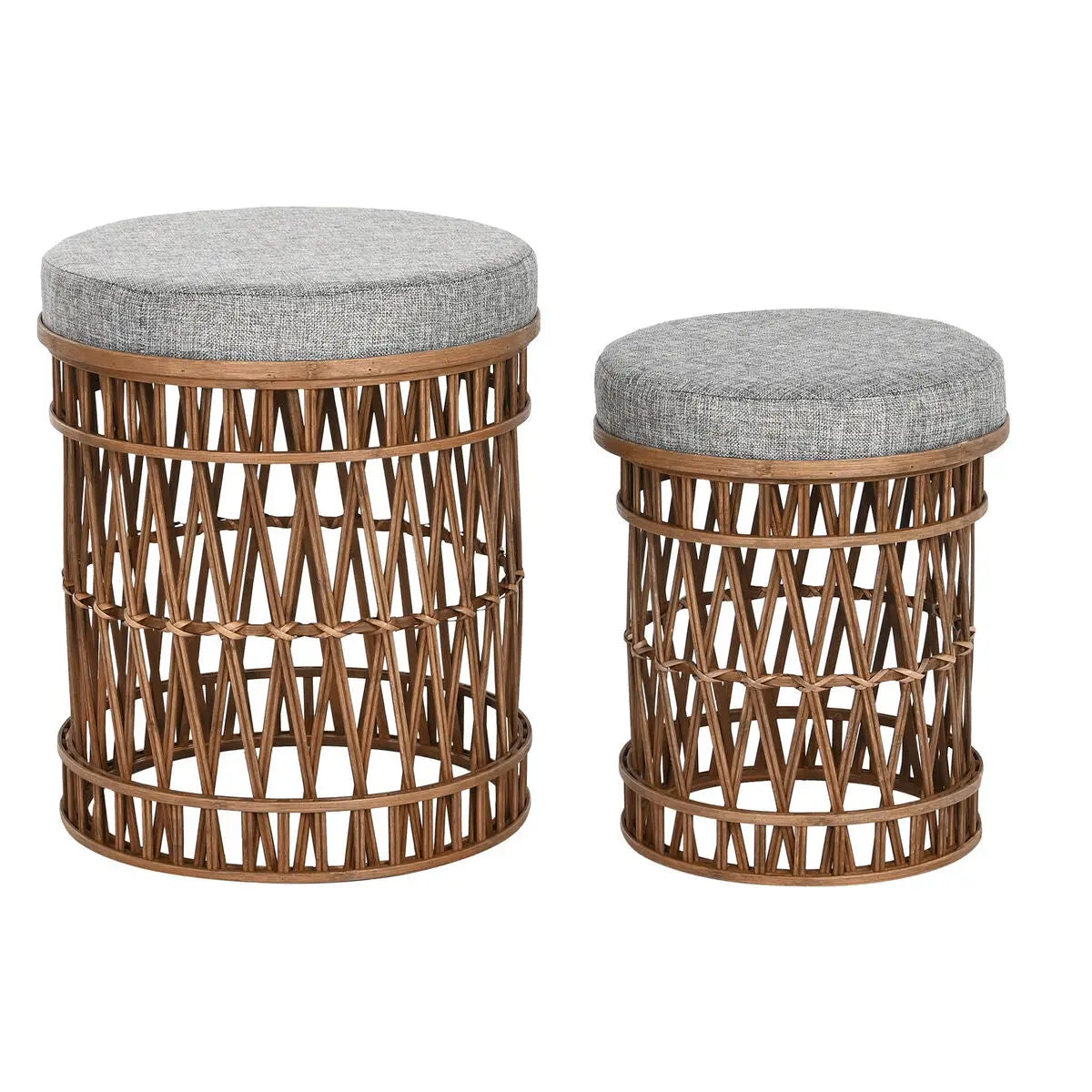 Repose-pied DKD Home Decor 40 x 40 x 48 cm Gris Marron Bambou Tropical Mamm