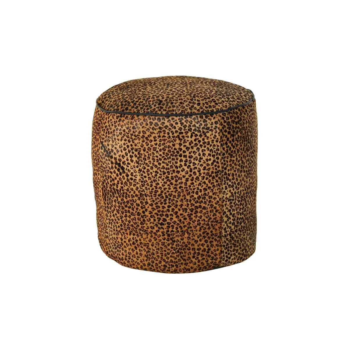 Repose-pied DKD Home Decor 46 x 46 x 50 cm Noir Marron Léopard Colonial Bigbuy