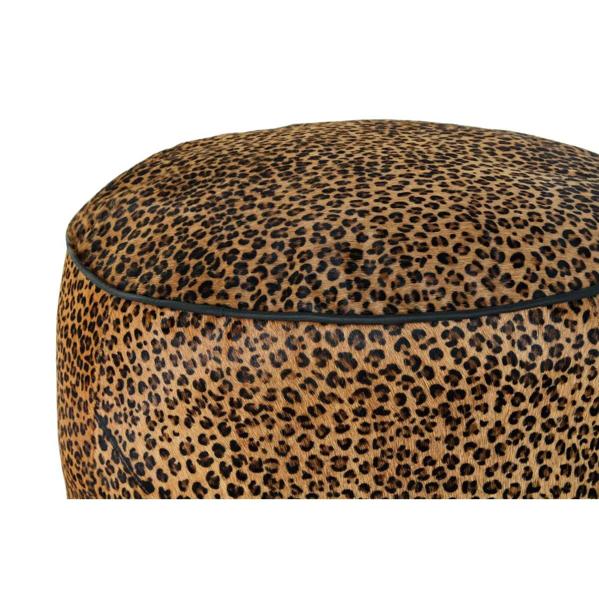 Repose-pied DKD Home Decor 46 x 46 x 50 cm Noir Marron Léopard Colonial Bigbuy