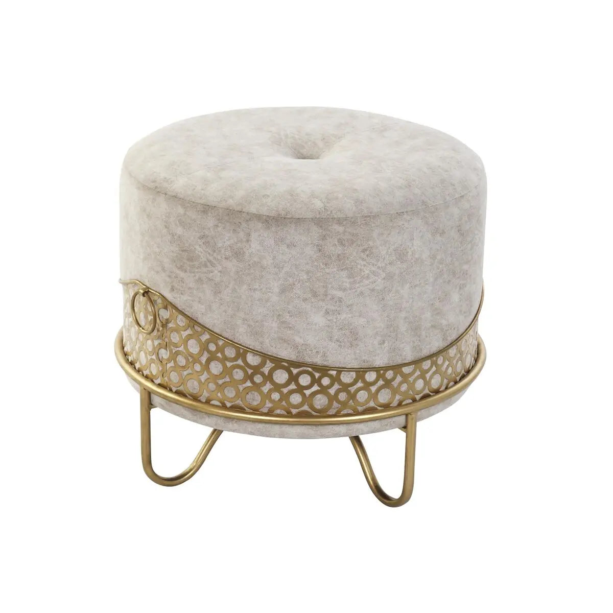 Repose-pied DKD Home Decor 51 x 51 x 44,5 cm Mousse Beige Doré Velours Bois MDF Ethnique 40 % Métal Mamm