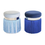 Repose-pied DKD Home Decor Argenté Métal Bleu ciel Blue marine Frange 35 x 35 x 41 cm (2 Unités) Mamm
