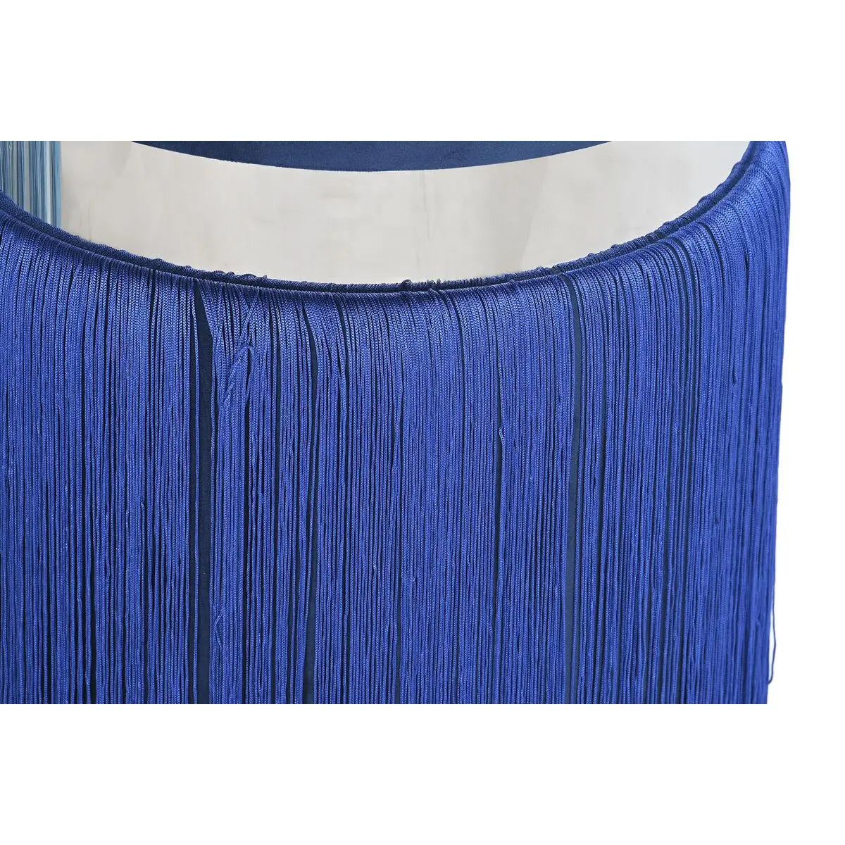 Repose-pied DKD Home Decor Argenté Métal Bleu ciel Blue marine Frange 35 x 35 x 41 cm (2 Unités) Mamm