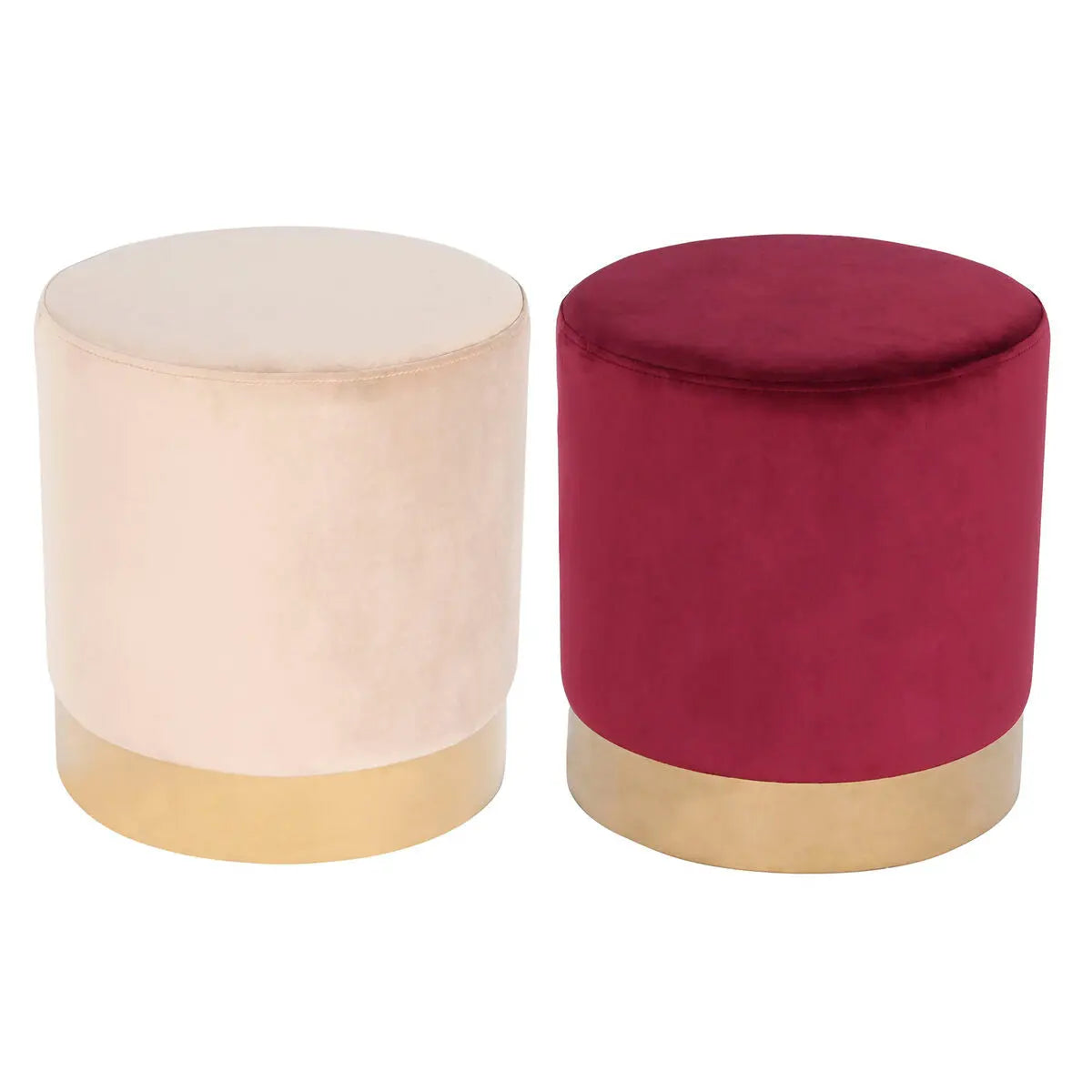 Repose-pied DKD Home Decor Beige Bordeaux Velours 40 x 40 x 42 cm (2 Unités) Mamm