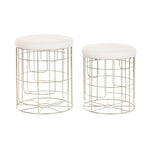 Repose-pied DKD Home Decor Beige Doré Métal Polyester Blanc Moderne (38 x 38 x 44 cm) (35 x 35 x 40 cm) Mamm