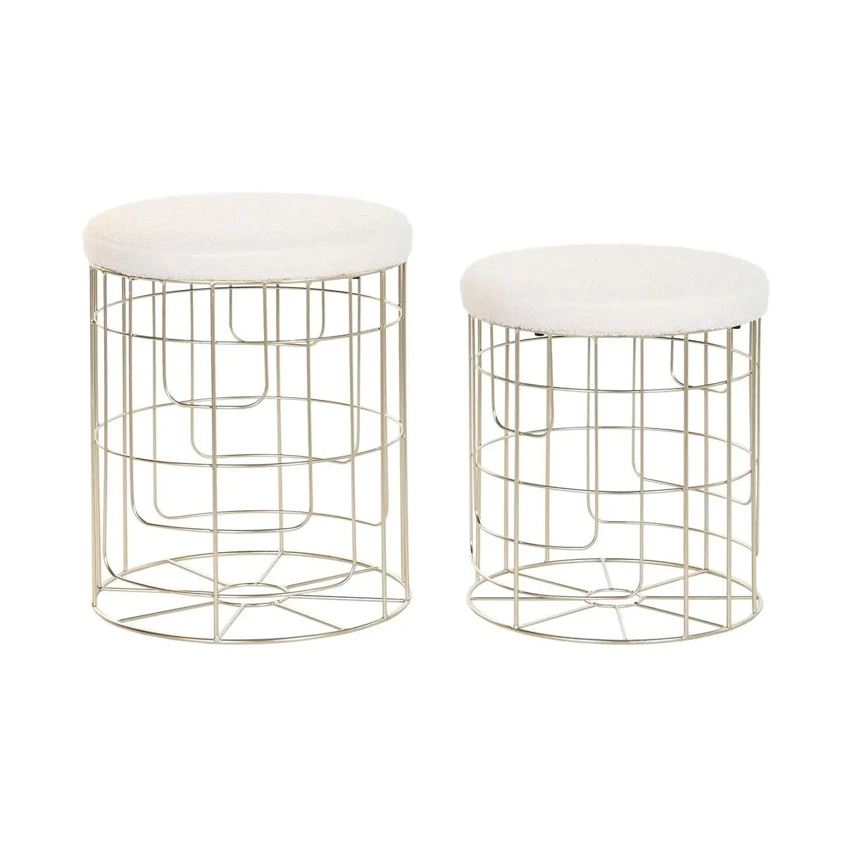 Repose-pied DKD Home Decor Beige Doré Métal Polyester Blanc Moderne (38 x 38 x 44 cm) (35 x 35 x 40 cm) Mamm