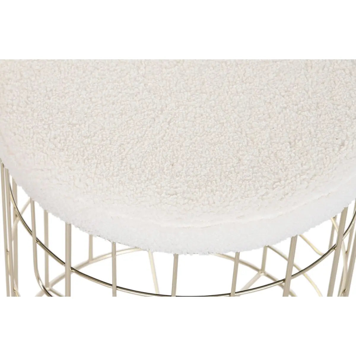 Repose-pied DKD Home Decor Beige Doré Métal Polyester Blanc Moderne (38 x 38 x 44 cm) (35 x 35 x 40 cm) Mamm