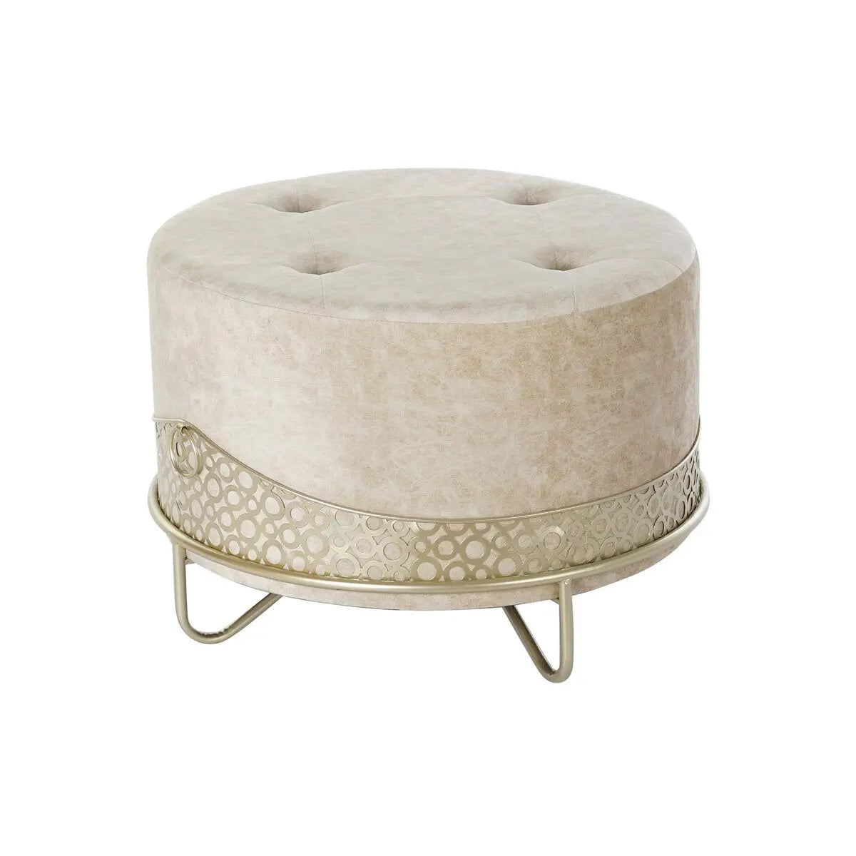 Repose-pied DKD Home Decor Beige Doré Métal Polyester (63 x 63 x 42 cm) Mamm