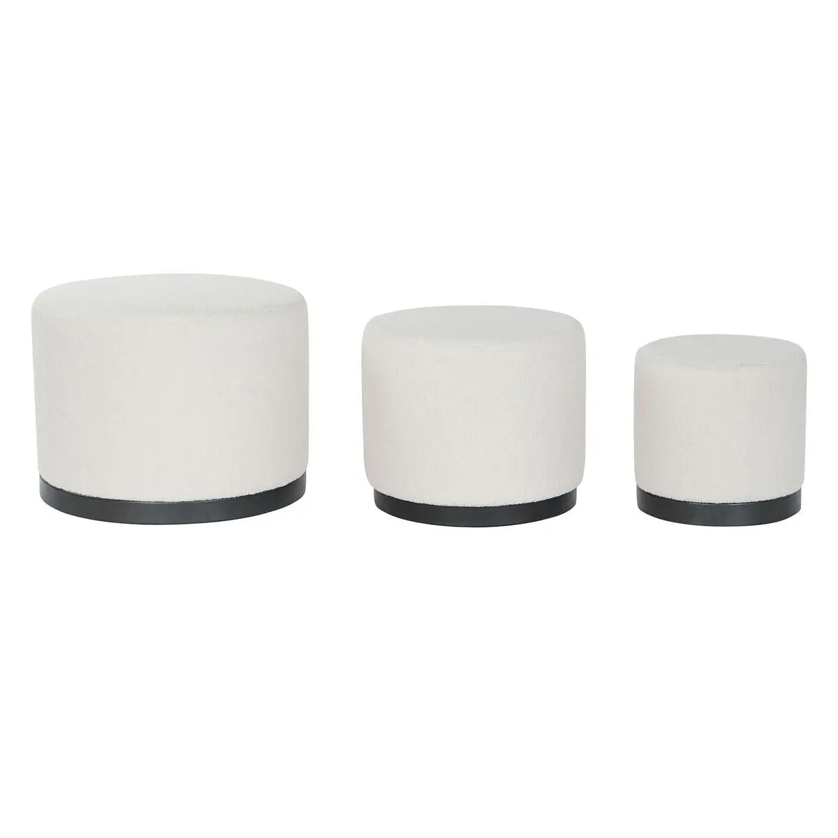 Repose-pied DKD Home Decor Blanc Noir Polyester Bois MDF Scandi 60 x 60 x 45 cm (3 Unités) Bigbuy