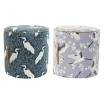 Repose-pied DKD Home Decor Bleu Blanc Vert Bois Velours Oiseau Oriental 35 x 35 x 35 cm (2 Unités) Mamm