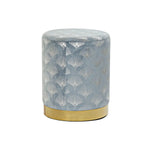 Repose-pied DKD Home Decor Bleu Polyester Métal Doré (35 x 35 x 43 cm) Mamm