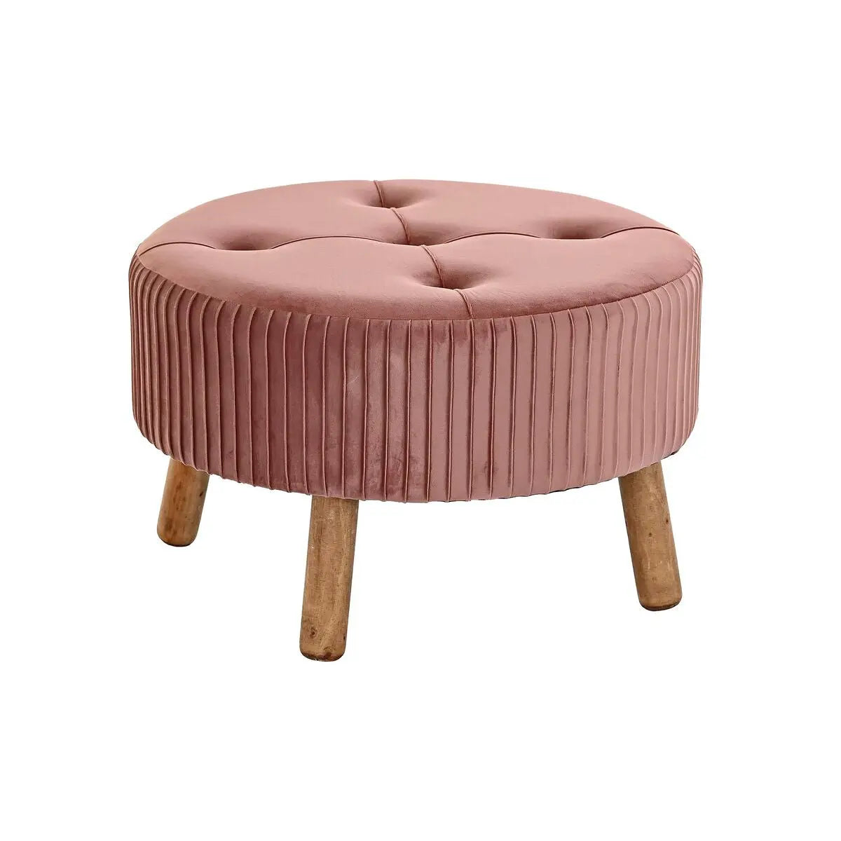 Repose-pied DKD Home Decor Naturel Bois Velours Rose clair (61 x 61 x 38 cm) Bigbuy