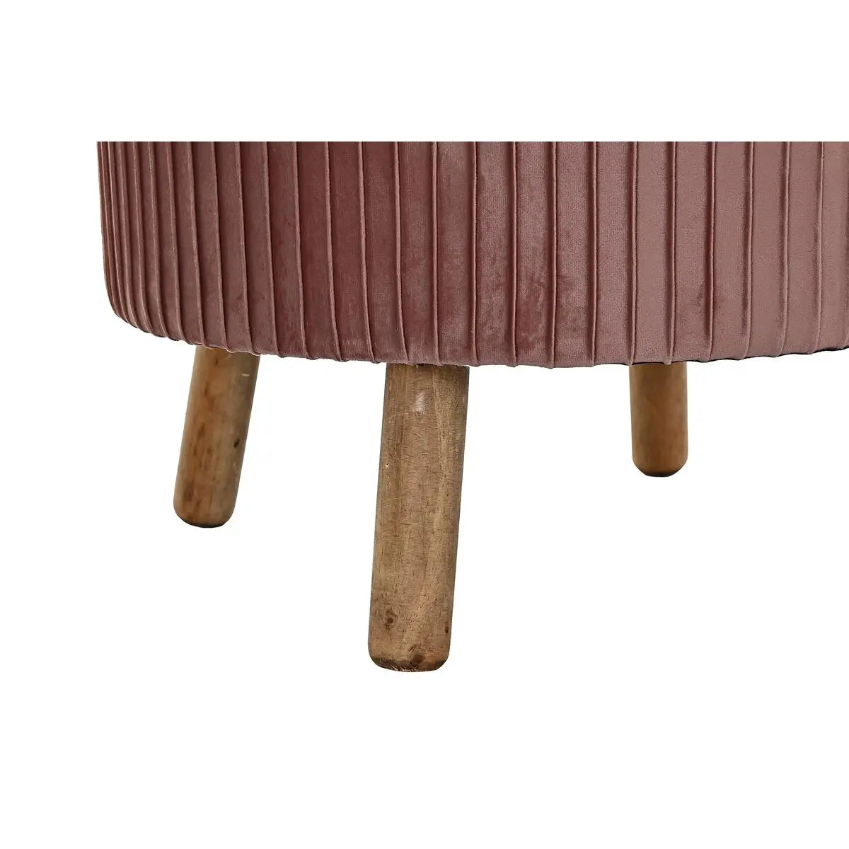 Repose-pied DKD Home Decor Naturel Bois Velours Rose clair (61 x 61 x 38 cm) Bigbuy