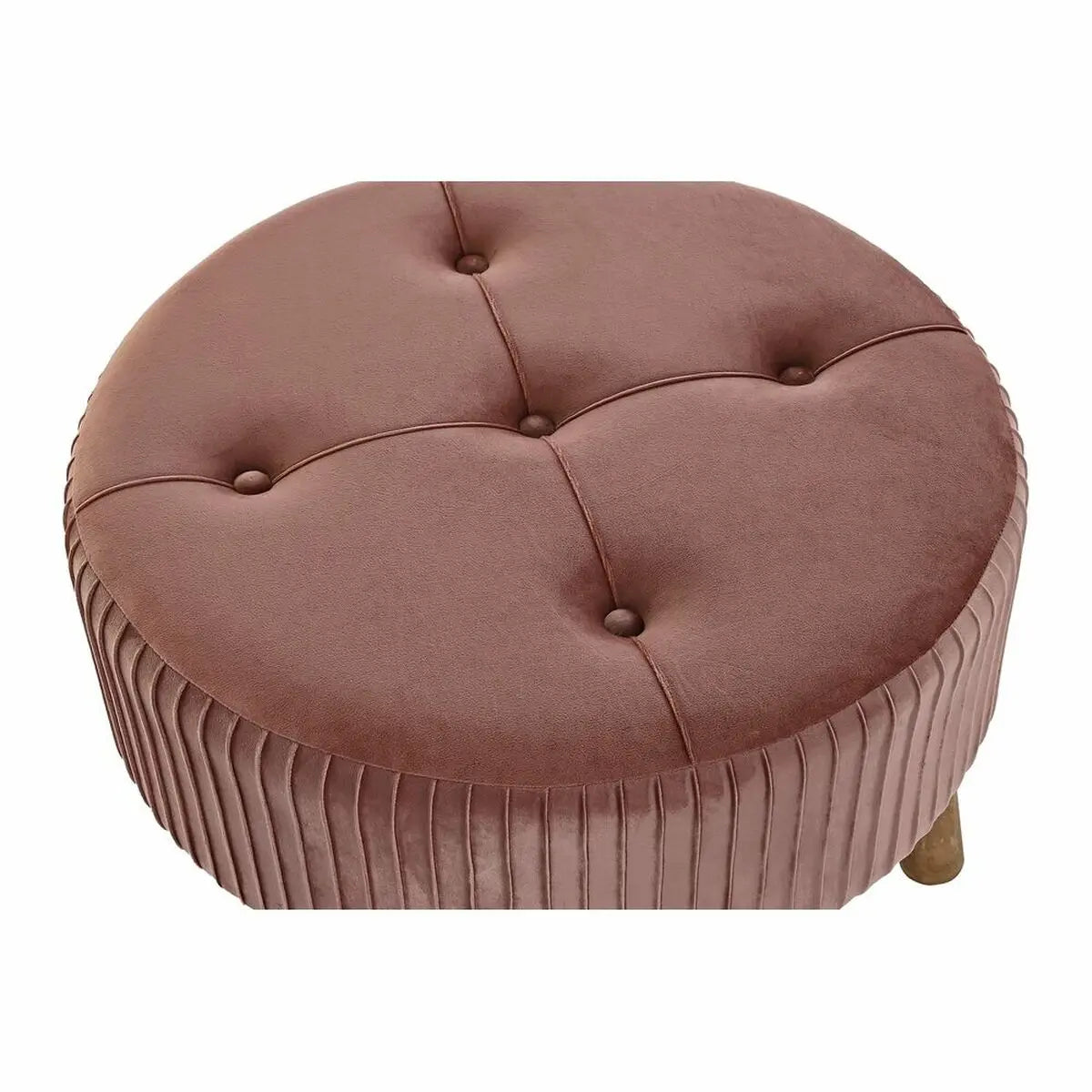 Repose-pied DKD Home Decor Naturel Bois Velours Rose clair (61 x 61 x 38 cm) Bigbuy
