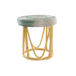 Repose-pied DKD Home Decor Naturel Turquoise Blanc Rotin Tropical Herbier marin (41 x 41 x 42 cm) Mamm