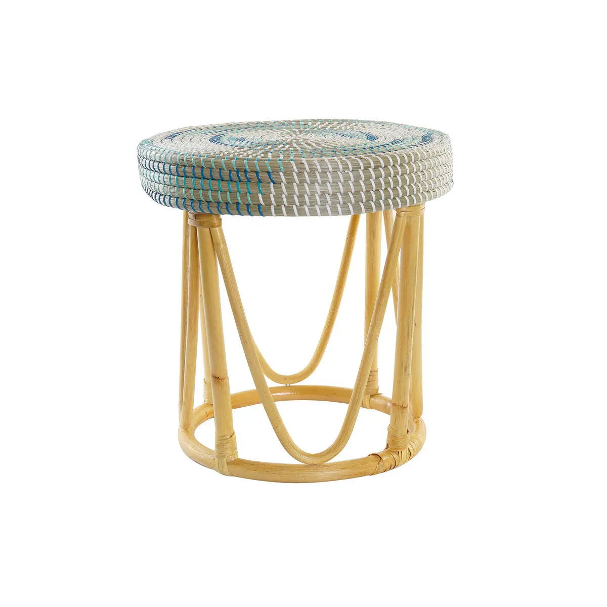 Repose-pied DKD Home Decor Naturel Turquoise Blanc Rotin Tropical Herbier marin (41 x 41 x 42 cm) Mamm