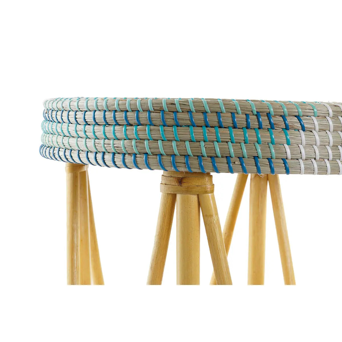 Repose-pied DKD Home Decor Naturel Turquoise Blanc Rotin Tropical Herbier marin (41 x 41 x 42 cm) Mamm