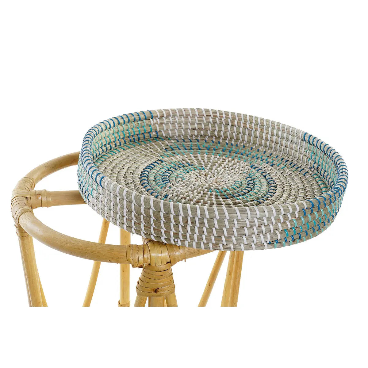 Repose-pied DKD Home Decor Naturel Turquoise Blanc Rotin Tropical Herbier marin (41 x 41 x 42 cm) Mamm