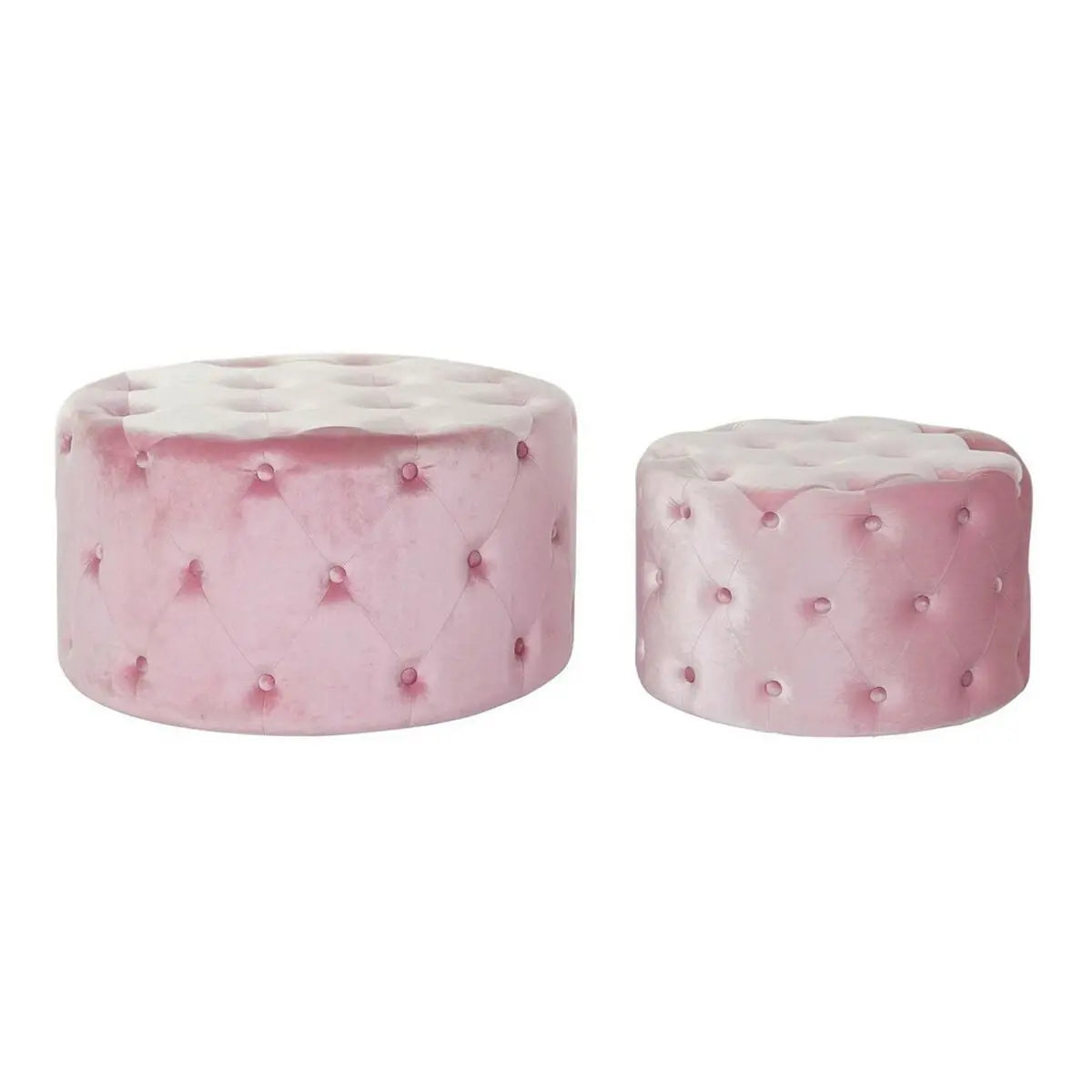 Repose-pied DKD Home Decor Rose Velvet Bois MDF Glam (2 pcs) Bigbuy