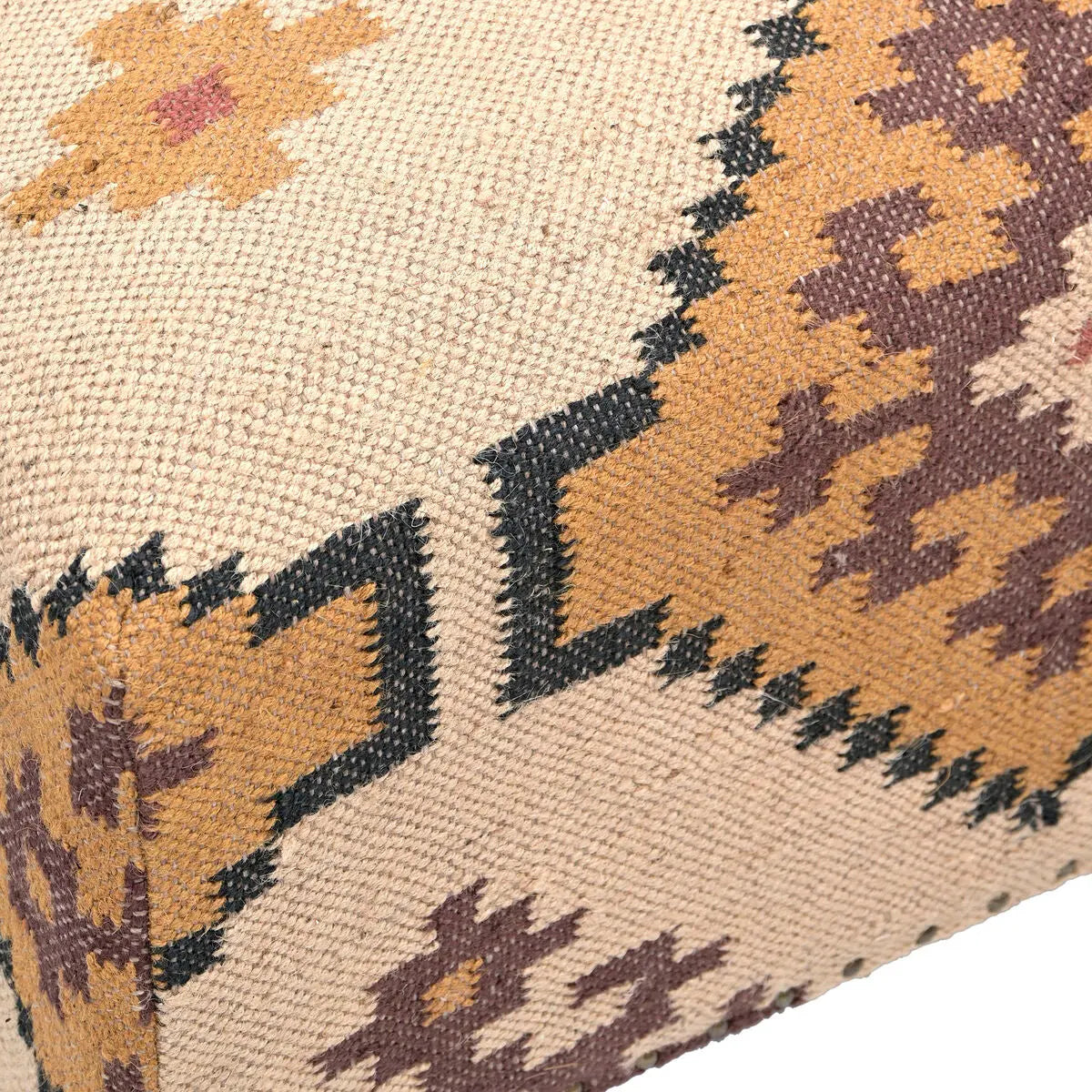 Repose-pied Home ESPRIT Beige Moutarde 80 x 80 x 44 cm Bigbuy