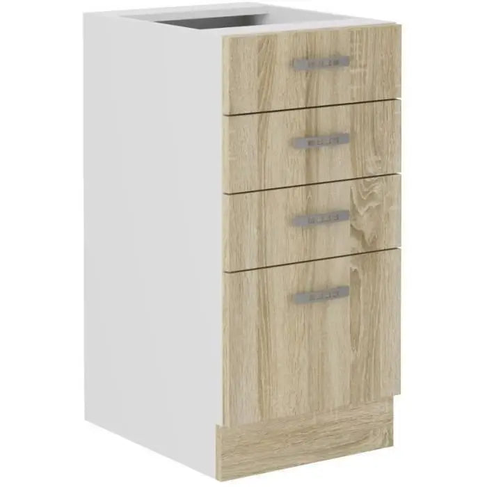 SARA Meuble bas - 4 Tiroirs - Décor chene sonoma - L40xP48xH82 cm - Plan de travail non inclus Mamm