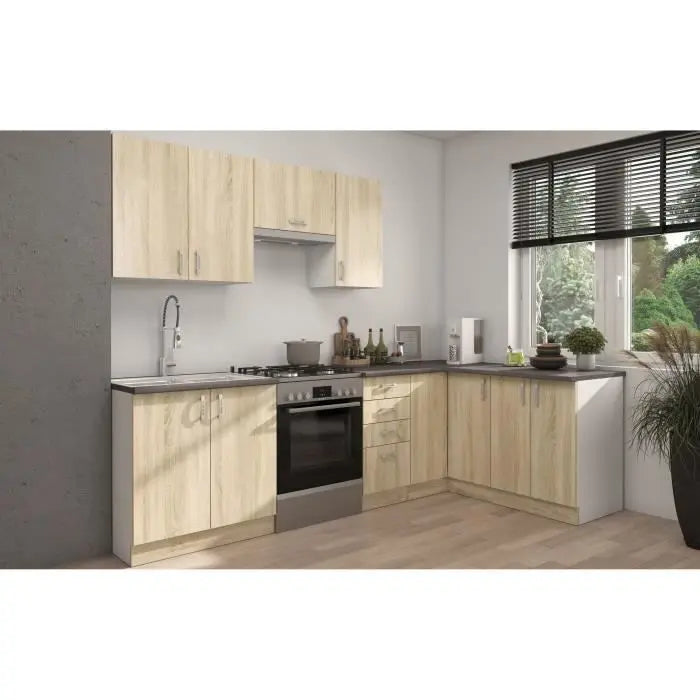 SARA Meuble bas - 4 Tiroirs - Décor chene sonoma - L40xP48xH82 cm - Plan de travail non inclus Mamm