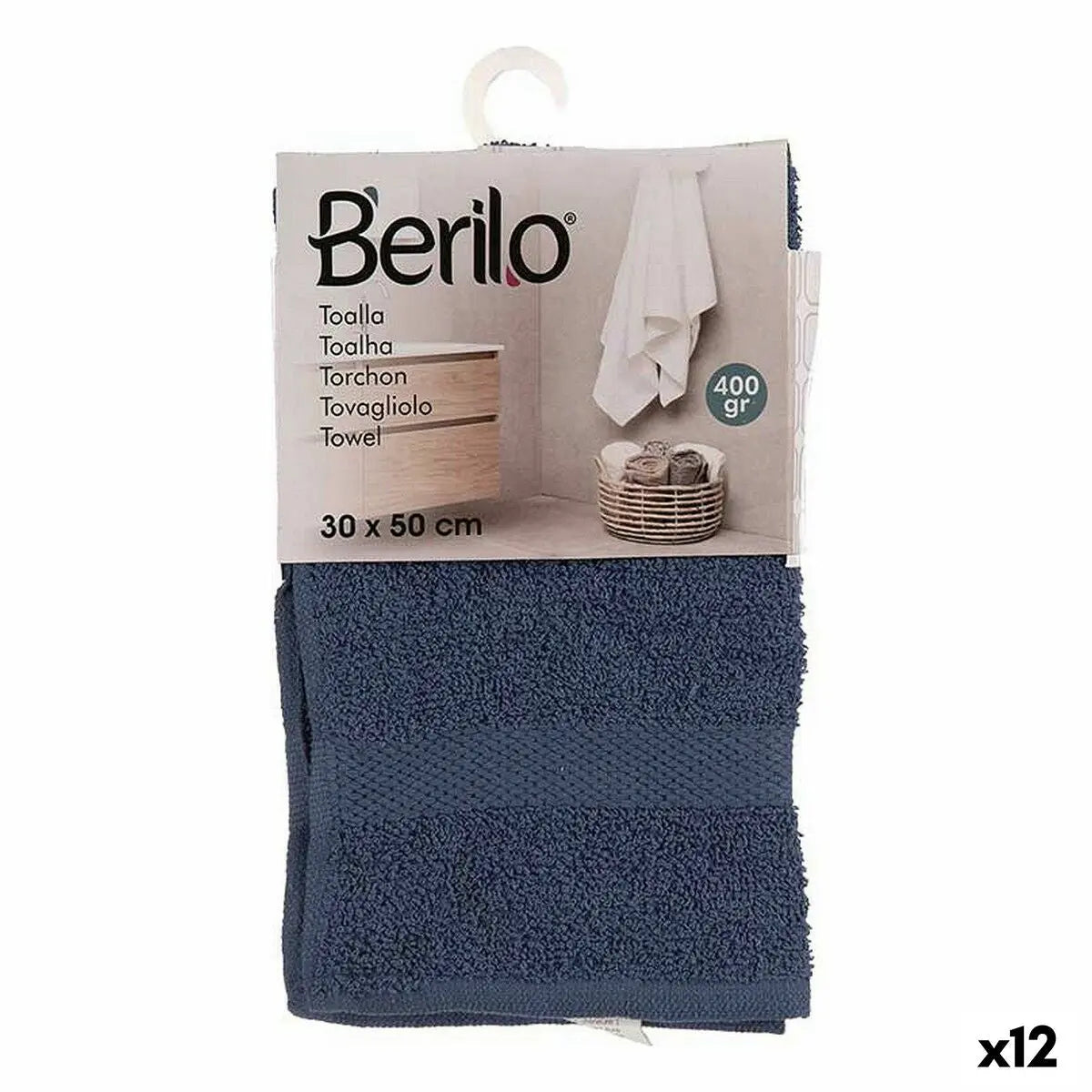 Serviette de toilette 30 x 0,5 x 50 cm Bleu (12 Unités) Mamm
