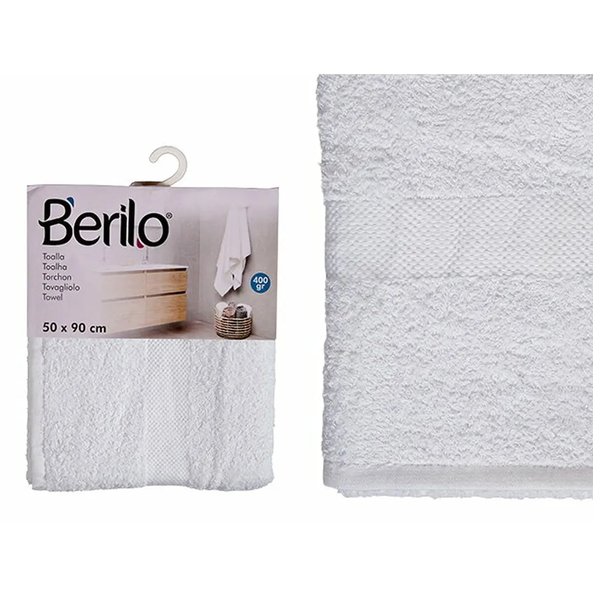 Serviette de toilette 50 x 90 cm Blanc (6 Unités) Mamm